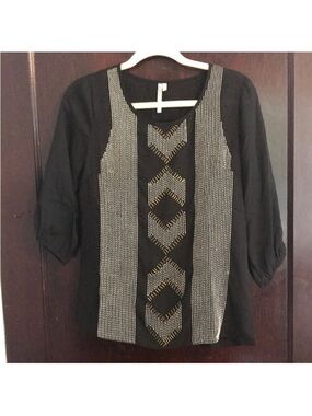 Moonlight Black Embroidered Tunic Top